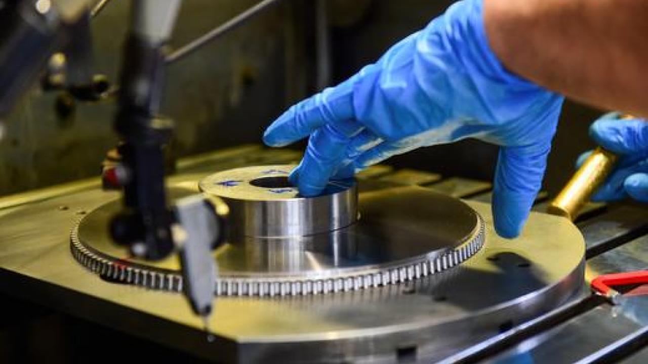 A worker at the Liebherr manufacturing company, which produces gear cutting tools, in Collegno, Italy.