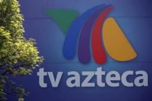 The logo of broadcaster TV Azteca is seen outside its headquarters in Mexico City, Mexico.
