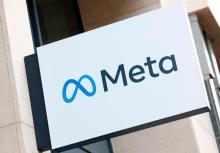 The logo of Meta Platforms' business group is seen in Brussels, Belgium.