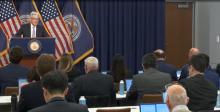 Jerome powell en conferencia, foto Fed