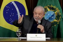Lula hablando microfono, foto Agencia Xinhua