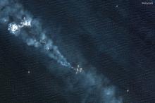 Natural gas is being burnt off from the Zaap-C platform operated by Mexican state energy company Petroleos Mexicanos, or Pemex, in the Bay of Campeche, Gulf of Mexico, February 15, 2020. 